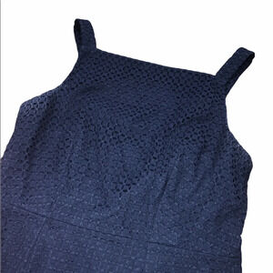 J Crew black label size 6 navy blue eyelet dress